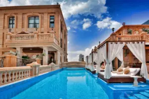 Luxury rooftop pool and restaurant in Phnom Penh, Cambodia
